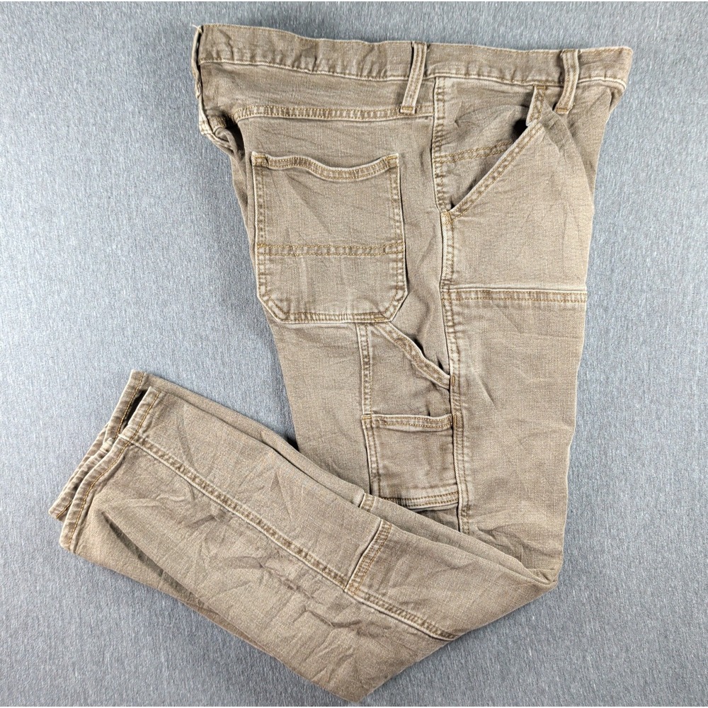 Old Navy Carpenter Jeans 32x28 Brown Faded Double Knee Workwear Stretch Gorpcore